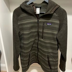 Brown with stripes sweater jacket with hood